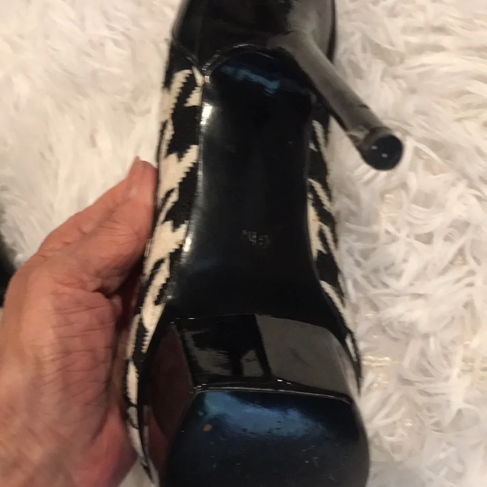 Bebe studded platform houndstooth stilettos